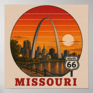 Affiche du coucher de soleil de l'arche de la rout