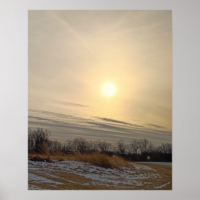 Affiche du coucher de soleil d'hiver (Devant)