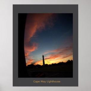 Affiche du coucher de soleil du phare de Cape May