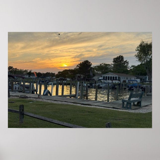 Affiche du coucher de soleil sur la baie (Devant)