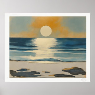 Affiche du coucher de soleil sur la mer