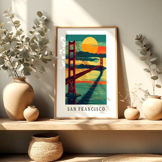Affiche du coucher de soleil sur le Golden Gate de (Créateur téléchargé)