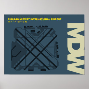 Affiche du diagramme de l'aéroport de Chicago Midw