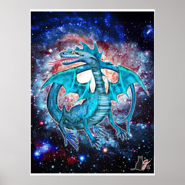 Affiche du Dragon Cosmique Turquoise (Devant)