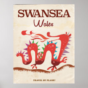 Affiche du dragon de Swansea au Pays de Galles