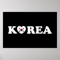 Affiche du drapeau coréen Love Heart