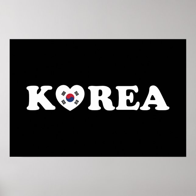 Affiche du drapeau coréen Love Heart (Devant)