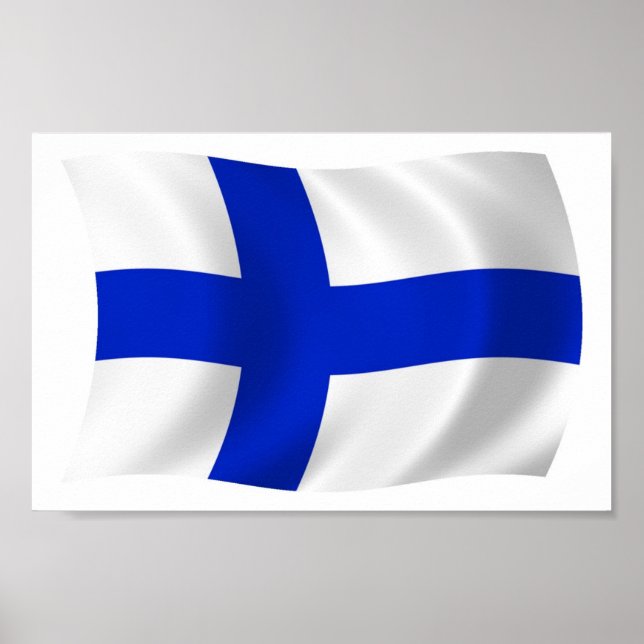 Affiche du drapeau de la Finlande (Devant)
