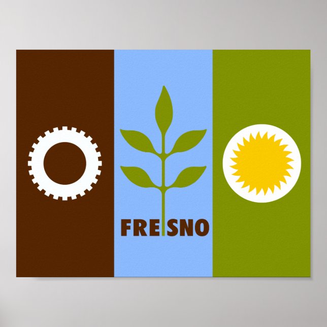 Affiche du drapeau de la ville de Fresno, Californ (Devant)