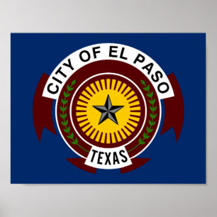 Affiche du drapeau de la ville d'El Paso, Texas