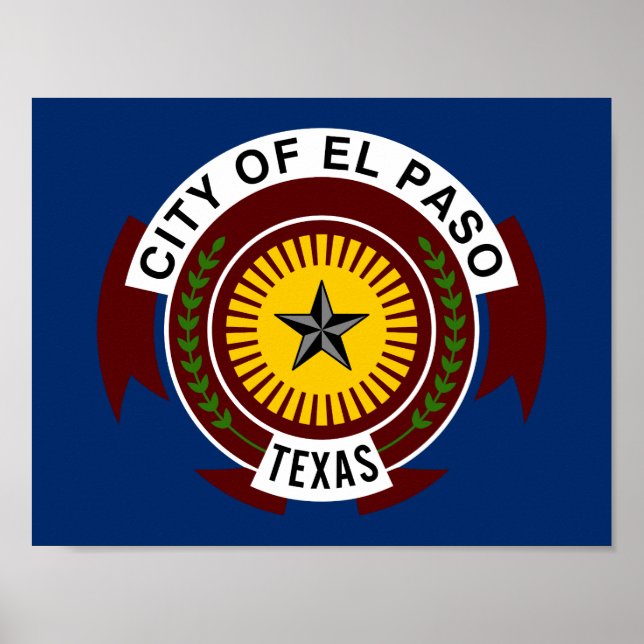 Affiche du drapeau de la ville d'El Paso, Texas (Devant)