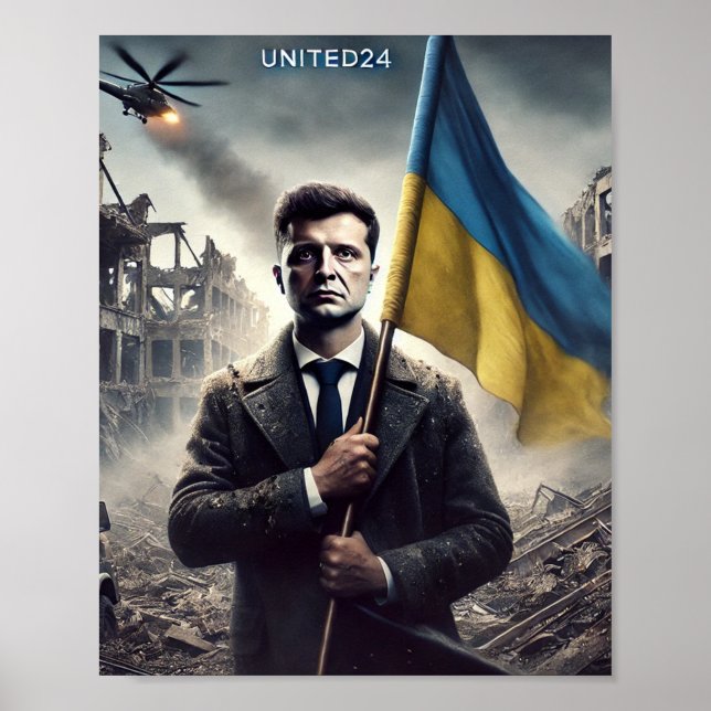 Affiche du drapeau de l'Ukraine Zelenskyy (Devant)