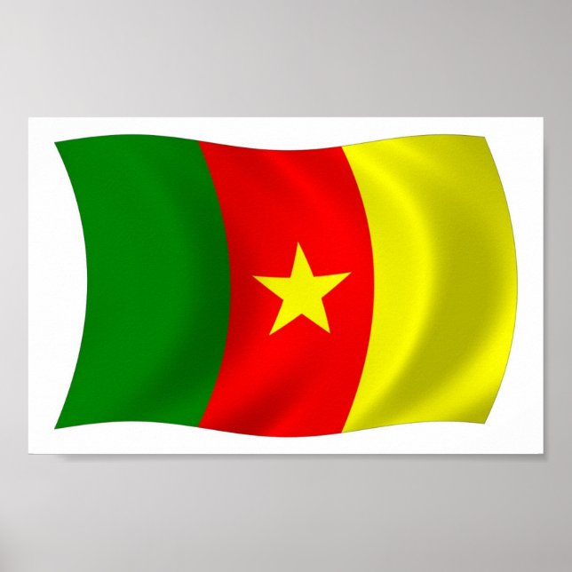 Affiche du drapeau du Cameroun (Devant)