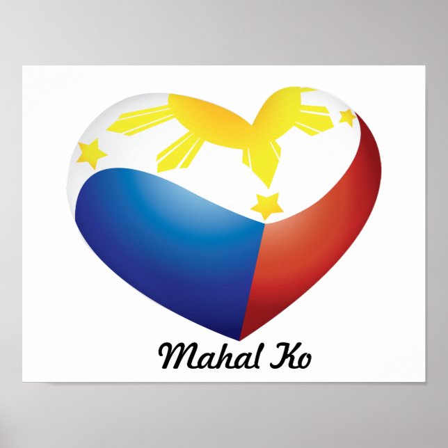Affiche du drapeau du coeur des Philippines "Mahal (Devant)
