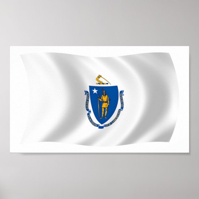 Affiche du drapeau du Massachusetts Imprimer (Devant)