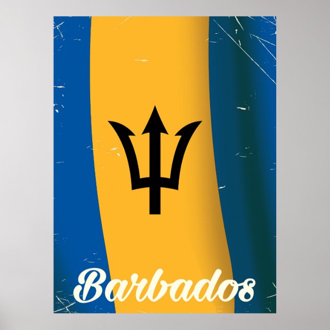 Affiche du drapeau national de la Barbade (Devant)