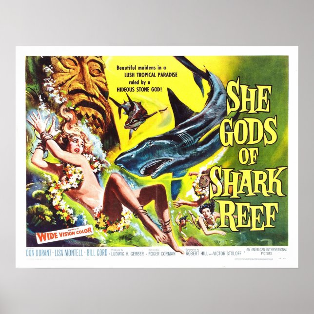 Affiche du film vintage de She Gods of Shark Reef (Devant)