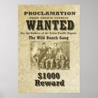 Affiche du gang WILD BUNCH - Tailles personnalisée