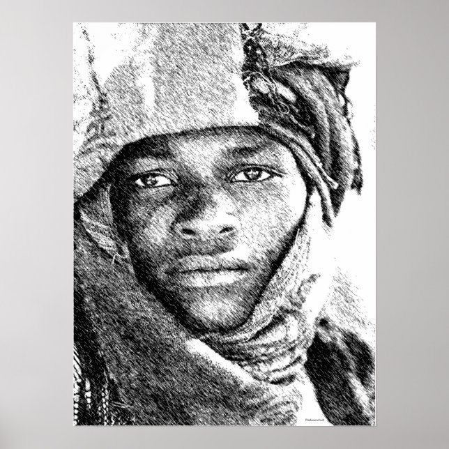 Affiche du garçon du désert africain • Illustratio (Devant)