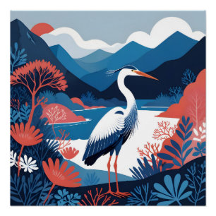 affiche du héron de la vallée bleue
