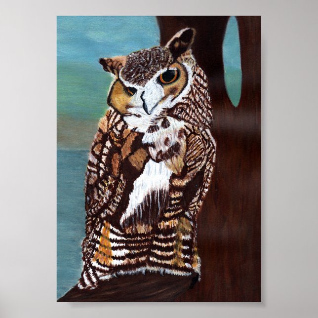 Affiche du hibou brun et blanc (Devant)