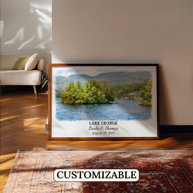 Affiche du lac George New York, Aquarelle, Sur mes (Créateur téléchargé)