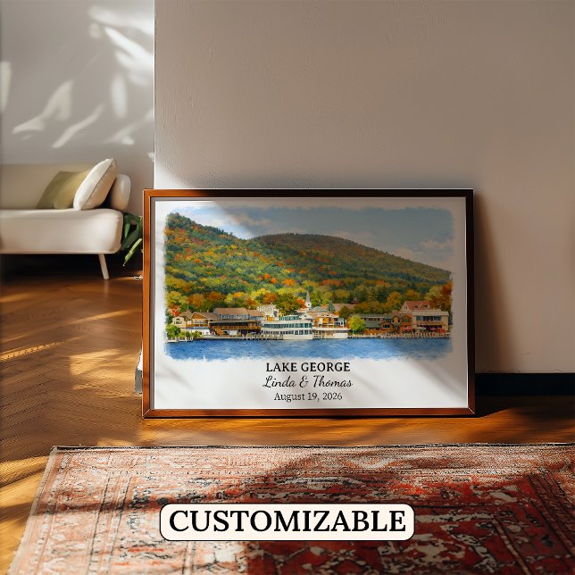 Affiche du lac George New York, Aquarelle, Sur mes (Créateur téléchargé)