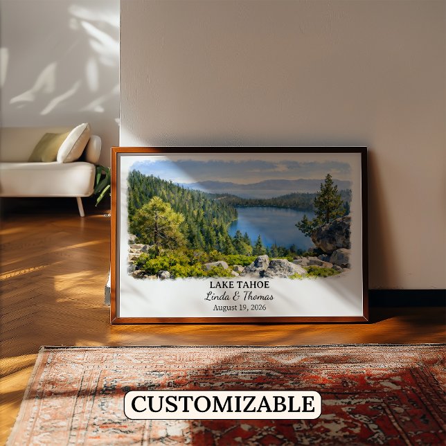 Affiche du lac Tahoe Nevada, Aquarelle, Sur mesure (Créateur téléchargé)