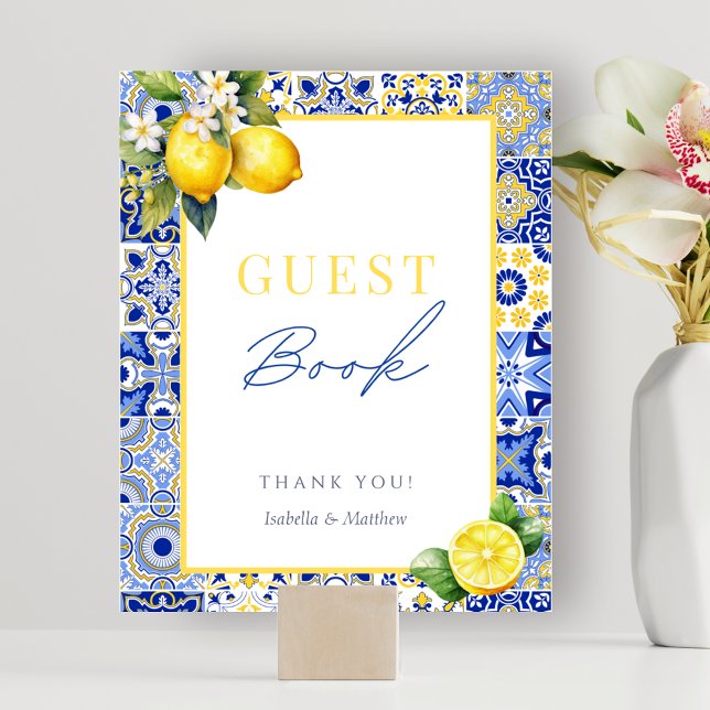 Affiche du livre d'or italien Mariage citron (Italian Lemon Wedding Guest Book Sign Poster)