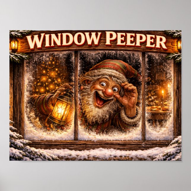 Affiche du lutin de Noël islandais Window Peeper (Devant)