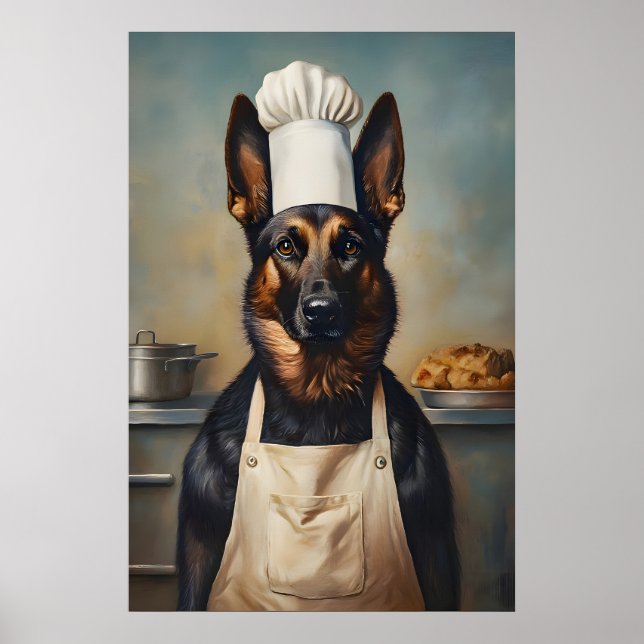 Affiche du Malinois belge en toque de chef, Affich (Devant)
