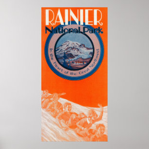 Affiche du mont Rainier - Sledding