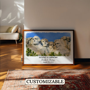 Affiche du Mont Rushmore Dakota du Sud, Aquarelle