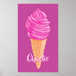 Affiche du nom personnalisé de la crème glacée