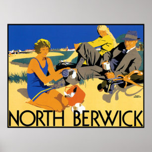 Affiche du nord vintage de plage de Berwick