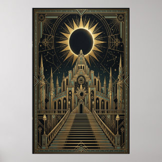 Affiche du Palais de l'Éclipse Totale Art Déco | V