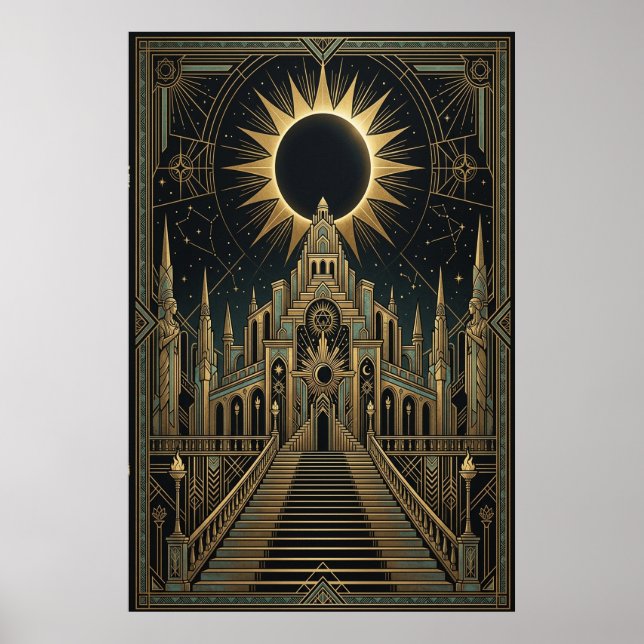 Affiche du Palais de l'Éclipse Totale Art Déco | V (Devant)