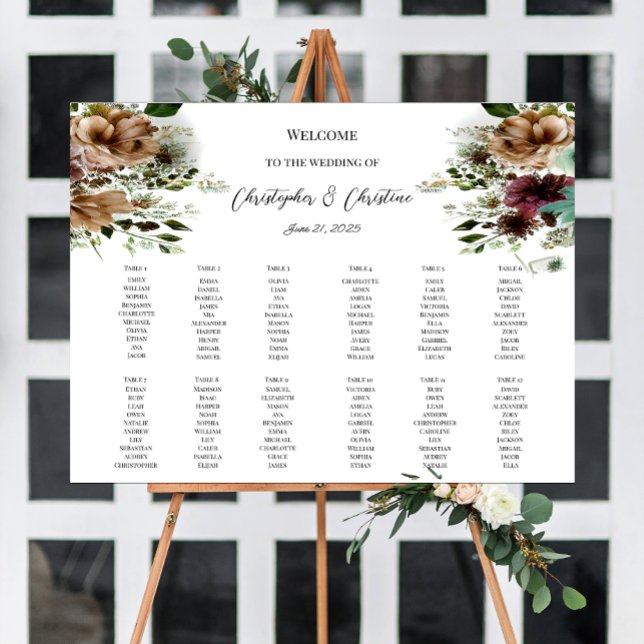 affiche du panneau du tableau des sièges mariage (Créateur téléchargé)