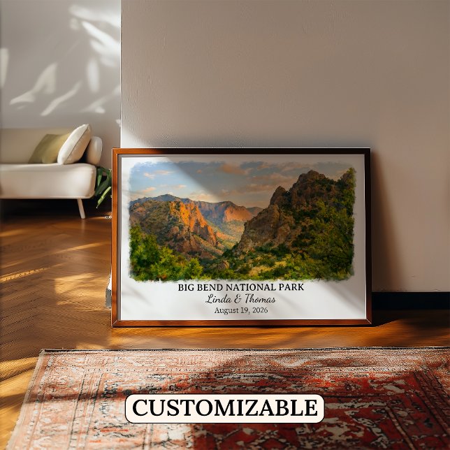 Affiche du Parc national de Big Bend Texas, Aquare (Créateur téléchargé)