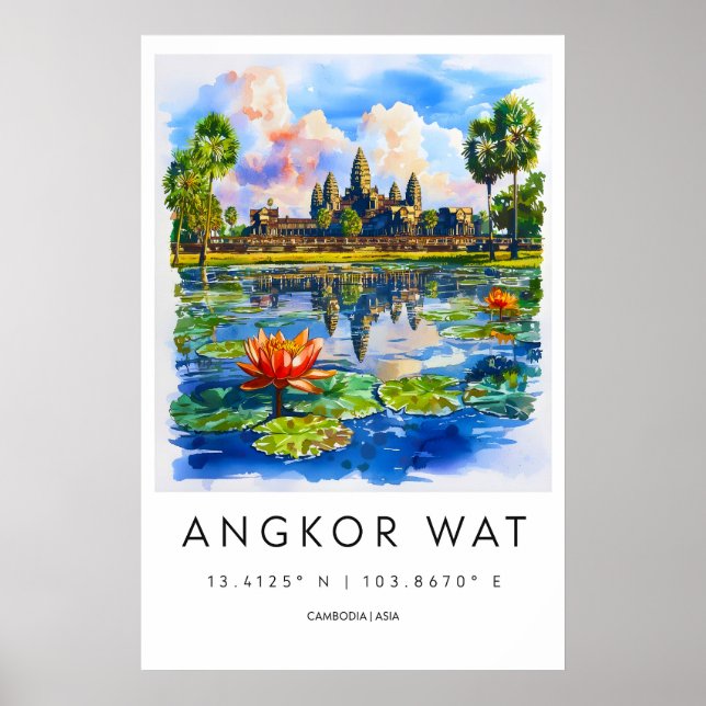 Affiche du parc national de ski de voyage d'Angkor (Devant)