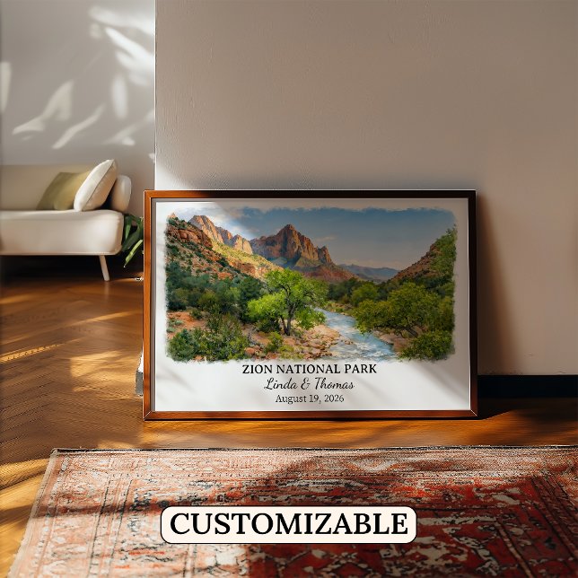 Affiche du Parc National de Zion Utah, Aquarelle,  (Créateur téléchargé)