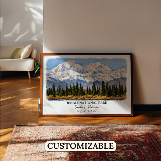 Affiche du Parc National Denali Alaska, Aquarelle (Créateur téléchargé)