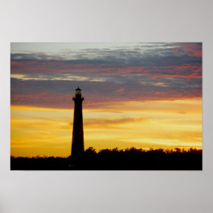 Affiche du phare de Cape Hatteras au coucher du so
