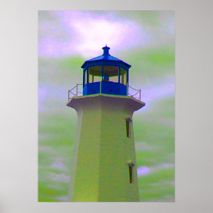 Affiche du phare de Peggy's Cove bleu Nouvelle-Éco