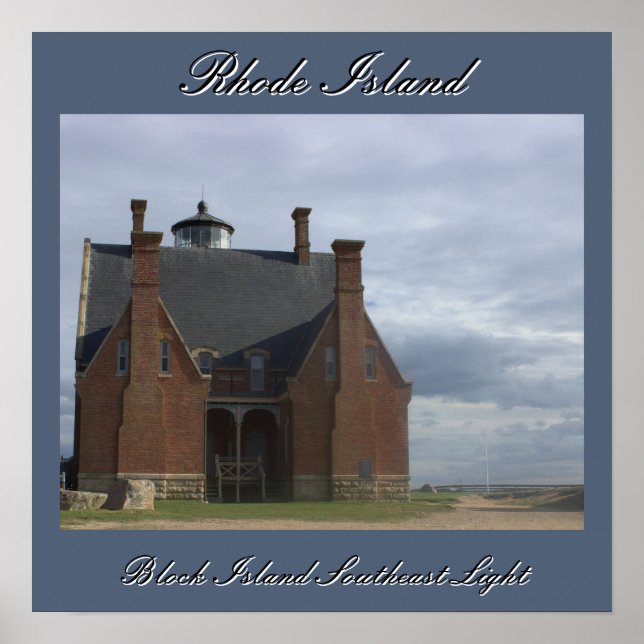 Affiche du phare sud-est de Block Island (Devant)
