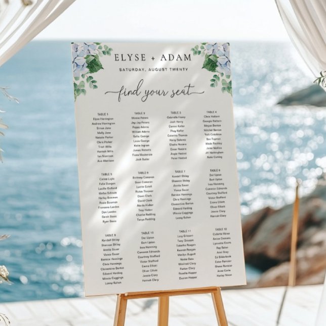 Affiche du plan de table à 12 tables Hortensia Ble (Créateur téléchargé)