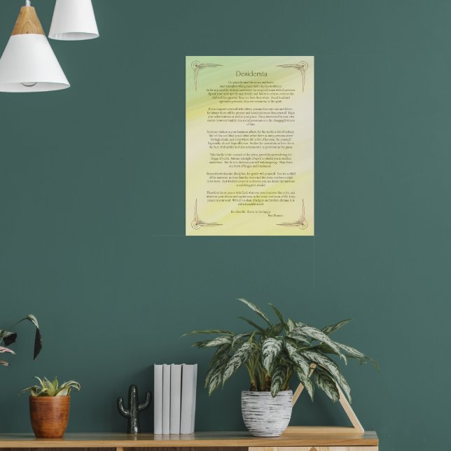 Affiche du poème Desiderata de Max Ehrmann (Salon 1)