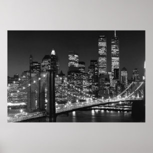 Affiche du pont de Brooklyn noir blanc New York nu