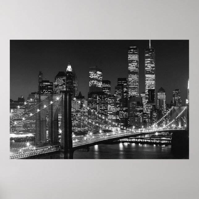 Affiche du pont de Brooklyn noir blanc New York nu (Devant)