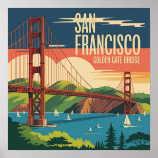 Affiche du pont Golden Gate | San Francisco Vintag